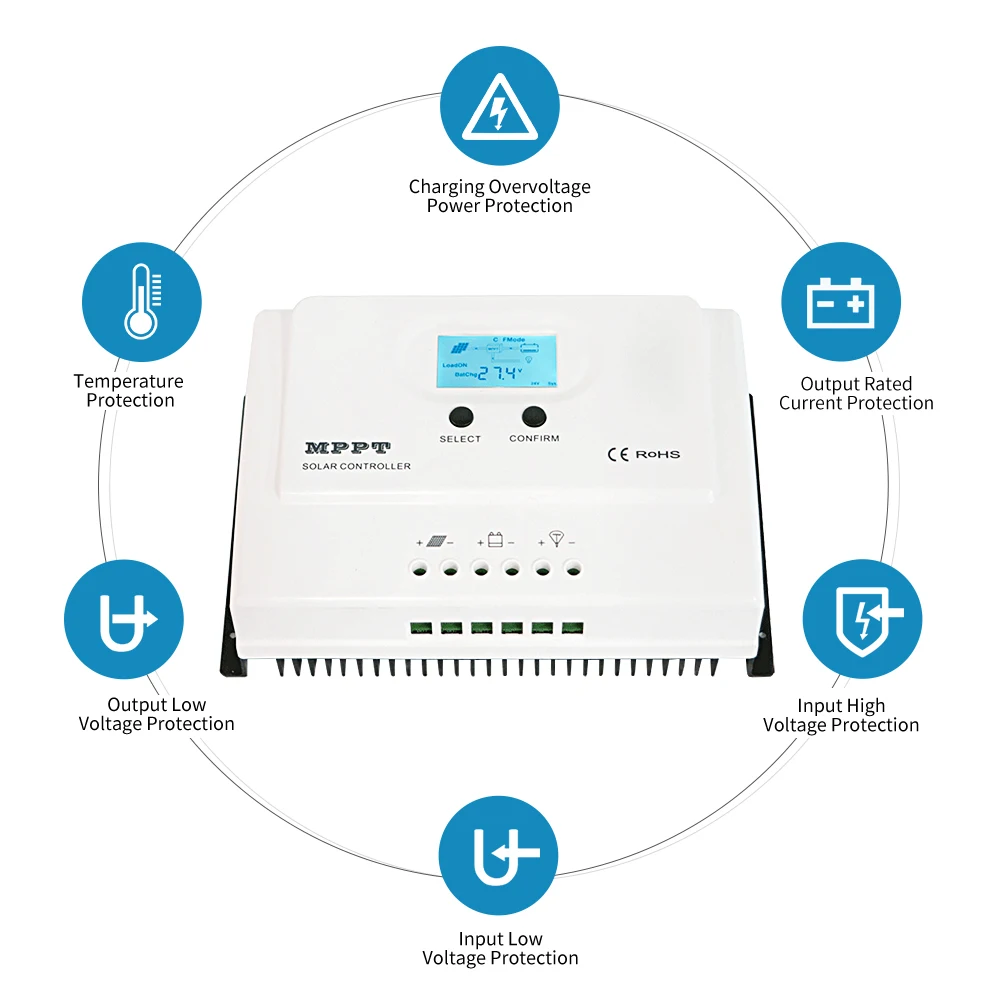 40A LCD Display MPPT Charge Controller 12V 24V Solar Panel Batteries Charger Solar Charge Controller