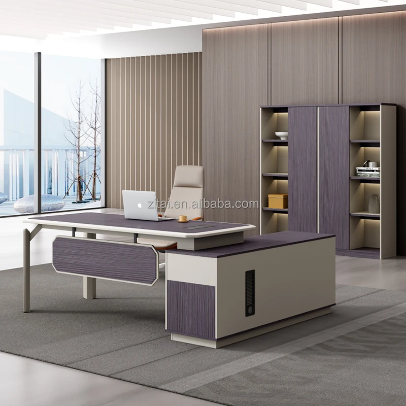 ZITAI Boss L Shaped Manager CEO executive office desk l shape 71 inches length executive office desk standing storage
