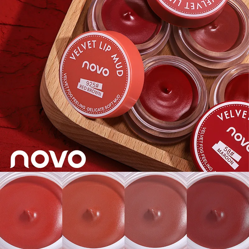 NOVO Velvet Matte Jelly Lip Mud Cream  Waterproof Moisturizing Smooth Lip Tint Makeup