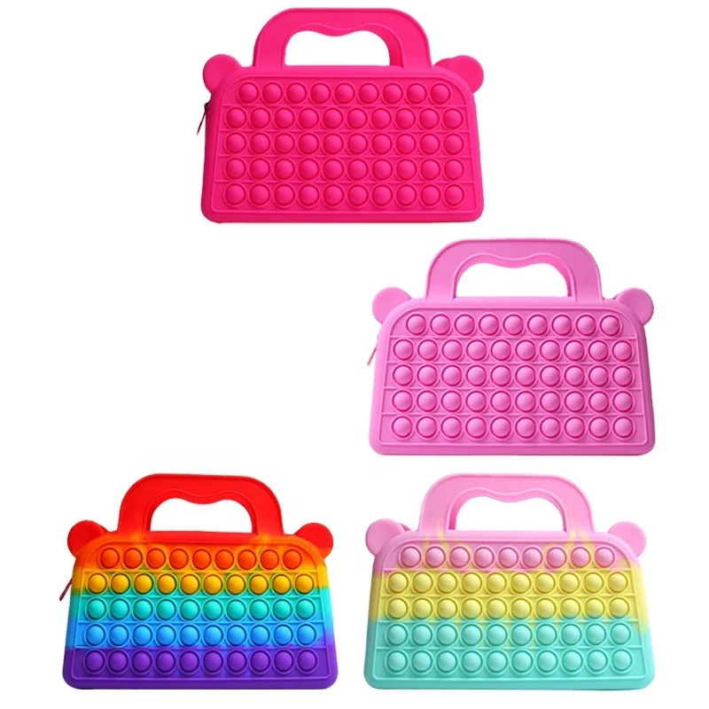 Sensory Silicone Bubble Rectangular handbag Stress Relief Push Pop Bubble Popper Sensory tote bag