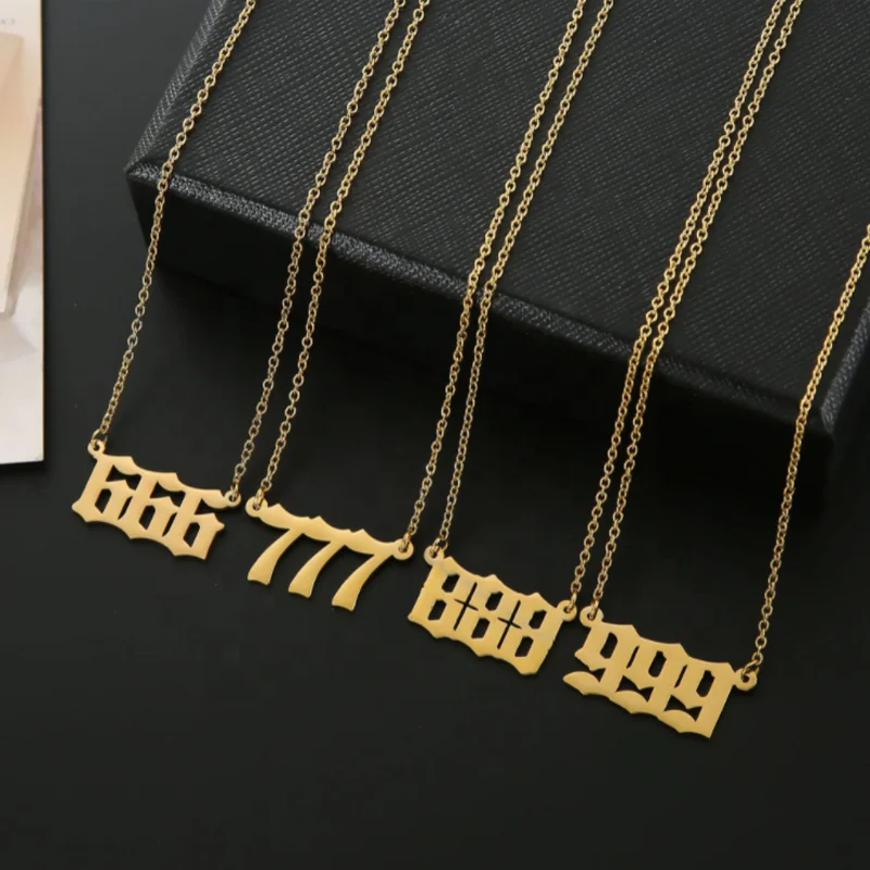 Модные покрыты золотом серебром Lucky 111 222 333 444 555 666 777 888 999 женщины ювелирные изделия из нержавеющей стали Ангел номер ожерелье