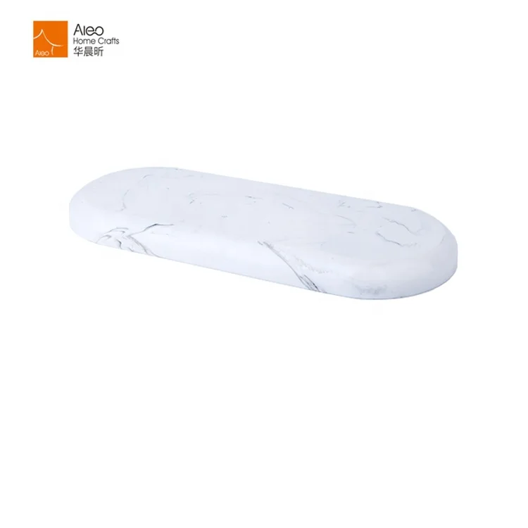 Aleo Custom Hotel Room Marble Finishing Amenities Service Tray High Quality Hotel Resin Bathroom Amenity Tray