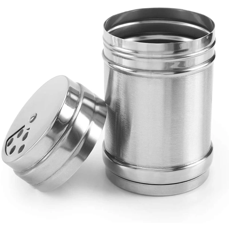 Stainless Steel Spice Shaker Bottle Salt Shaker Salt and Pepper Shakers Set with Adjustable Pour Holes