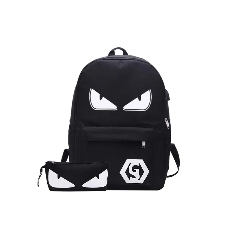 Student Luminous Animated Backpack Laptop Backpack With USB Connector Anti-Theft School Bag With Lock