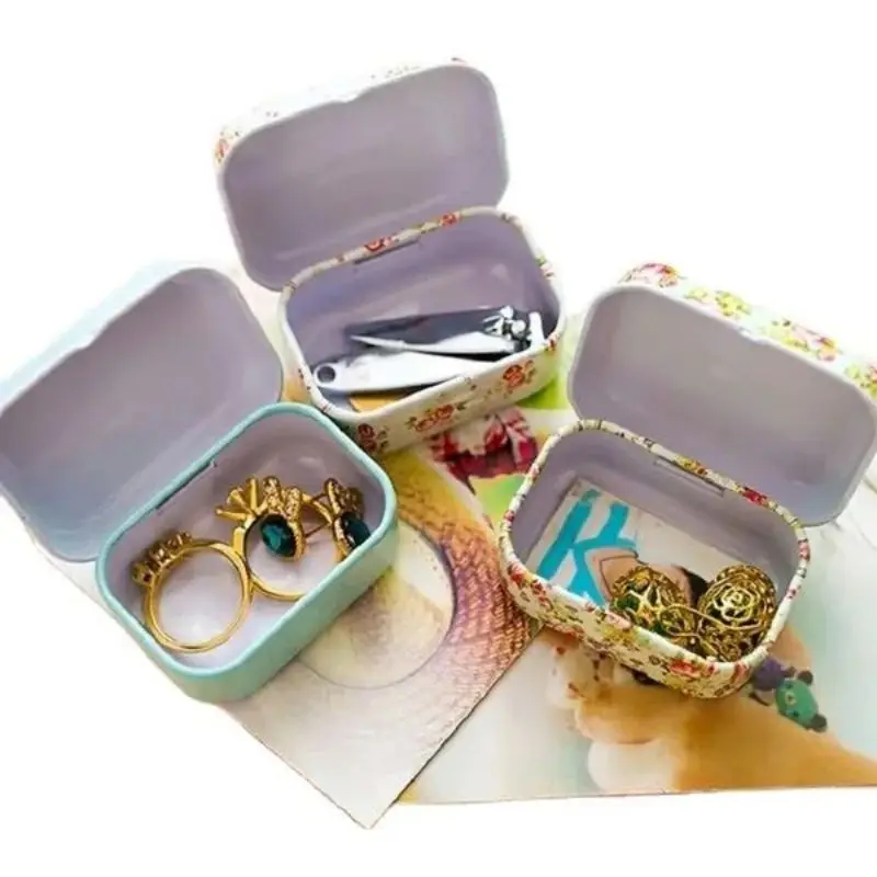 Rectangular Small Tin Box Chewing Gum Box Portable Convenient Jewelry Box with Hingefor Candle Lip Balm