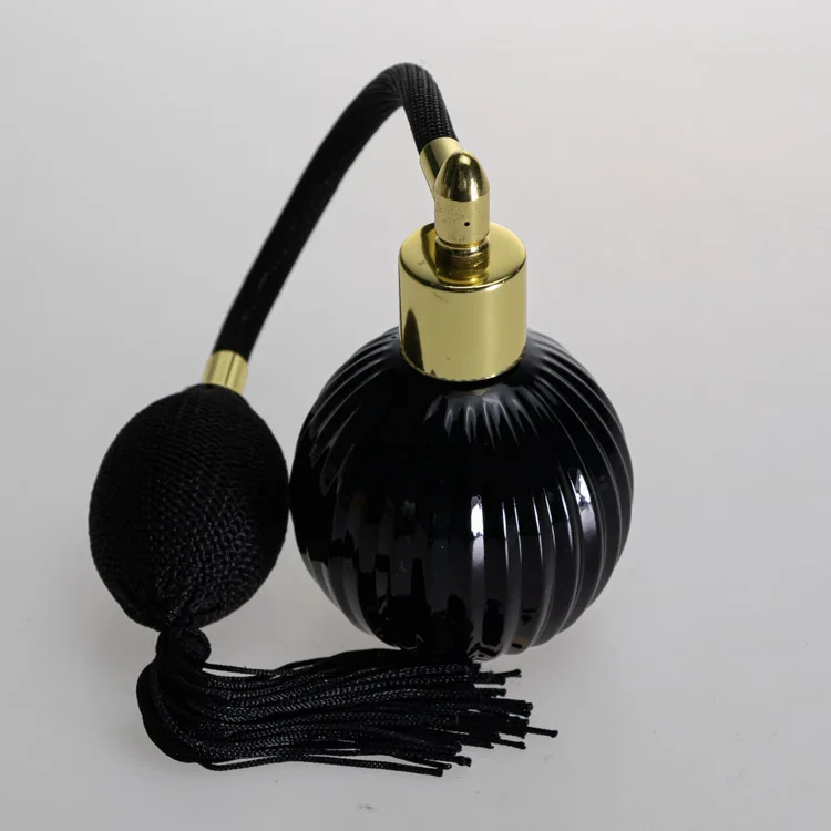 Wholesale Perfume Bottle Spray Watermelon Embossed Fragrance Oil  50ml Black Perfume Bottle With Pump