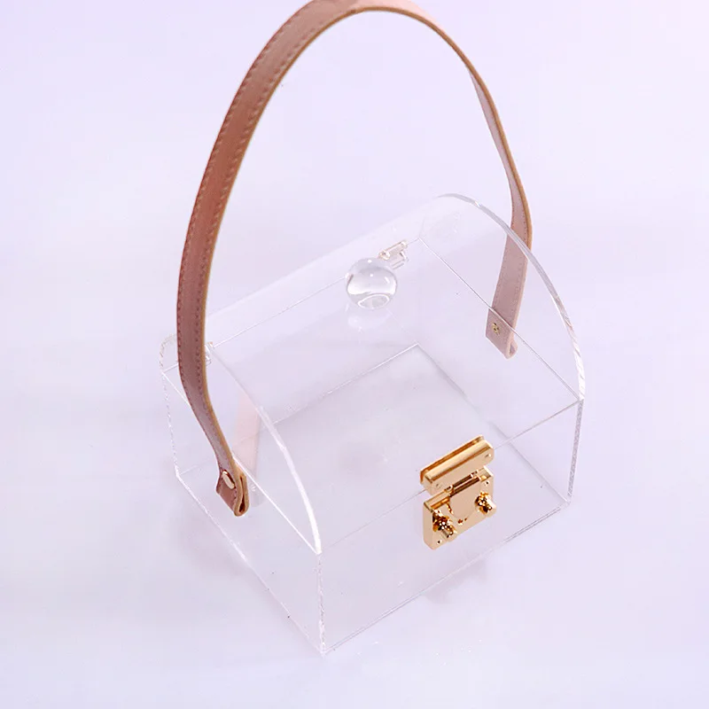 Ready to Ship Acrylic Bag square clear acrylic chain handbag acrylic lipstick handbag wholesale handbag (1600284781640)