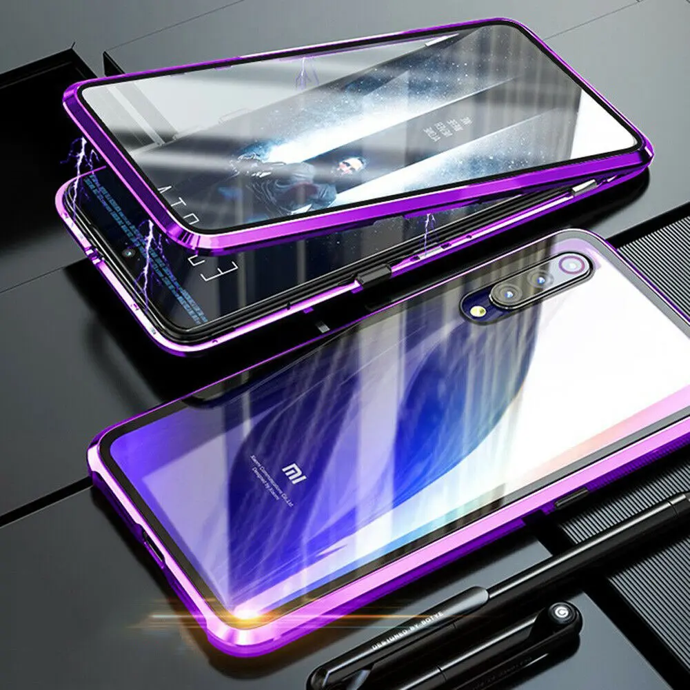 Double Sided Glass Magnetic Case Cover For Xiaomi Mi 8 9 CC9 Redmi Note 7 8 9S Pro