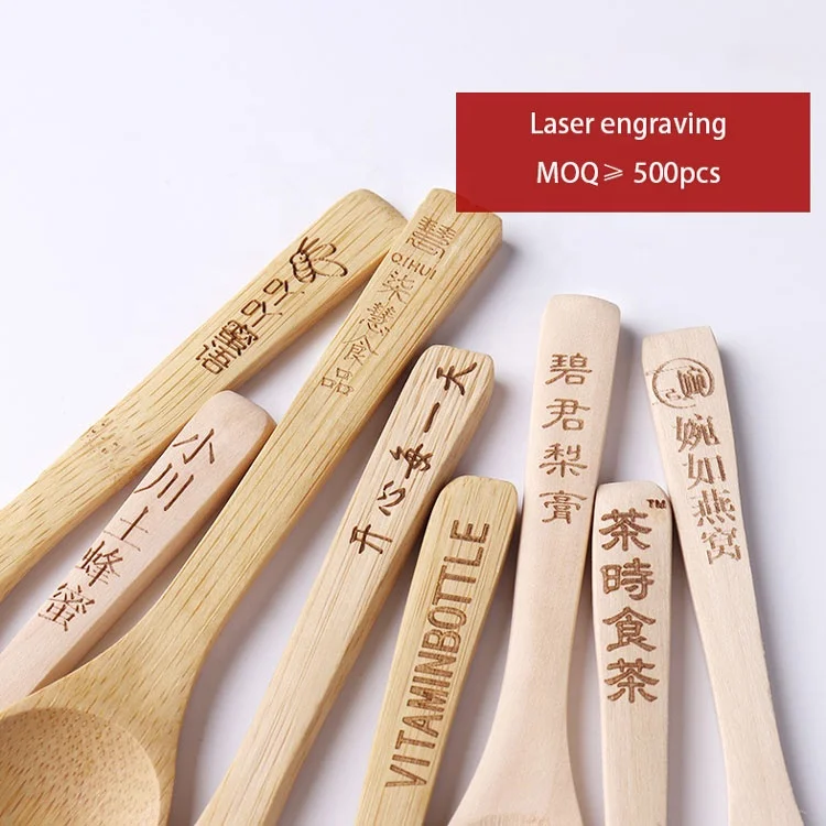 reusable nature powder coffee spoon 100% biodegradable logo engraving coconut oil mini wooden spoons