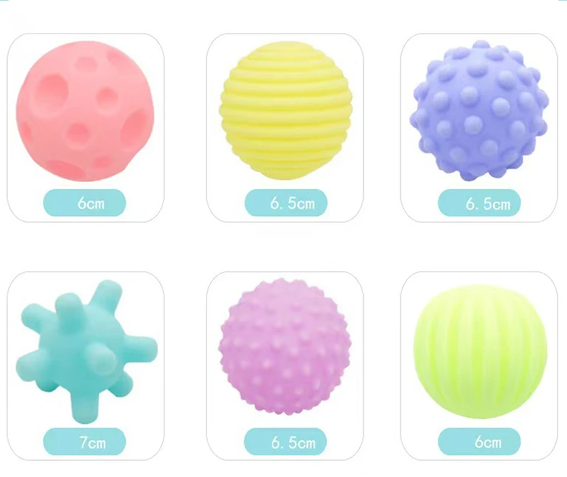 Hot Sale Children Toys Ball Baby 6PCS Toddlers Grasping Sensory Toy Early Development Bath Toy