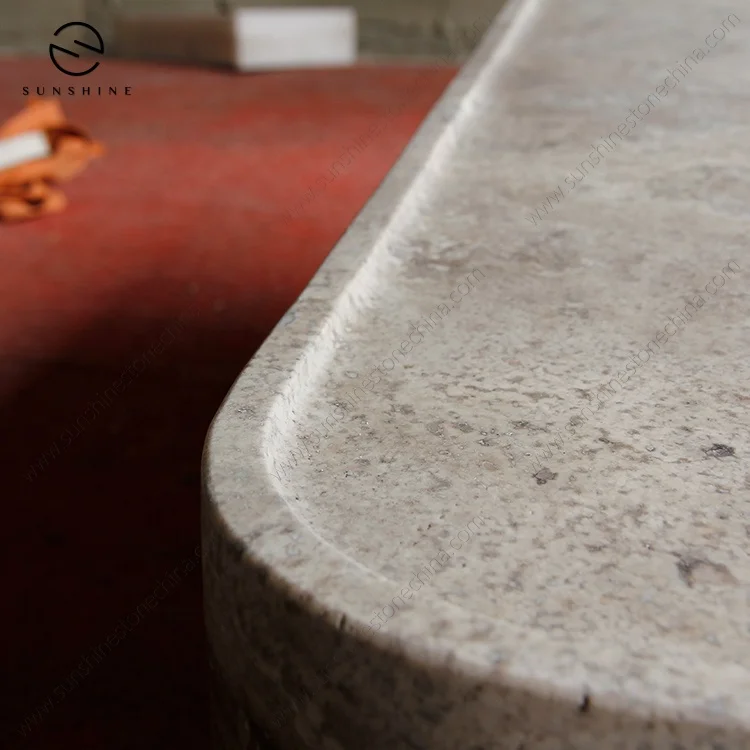 Custom Drop Shipping Furniture Factory Price Living Room Big Centre Grey Marble Plinth Travertine Coffee Table Natural