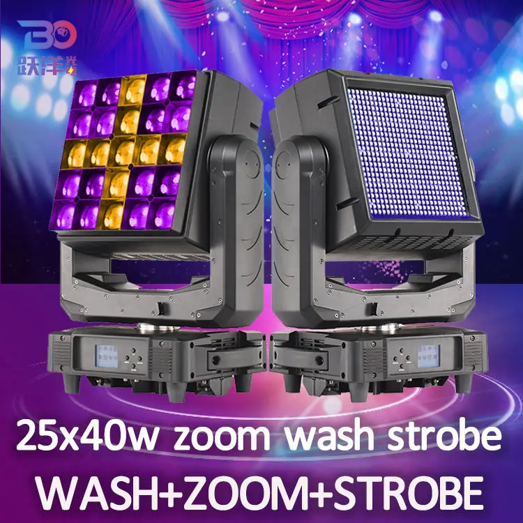 25x40W Wash Zoom Strobe Matrix Dmx Moving Head 4 in 1 Rgbw Stage Lights Double Face Led Moving Headlight