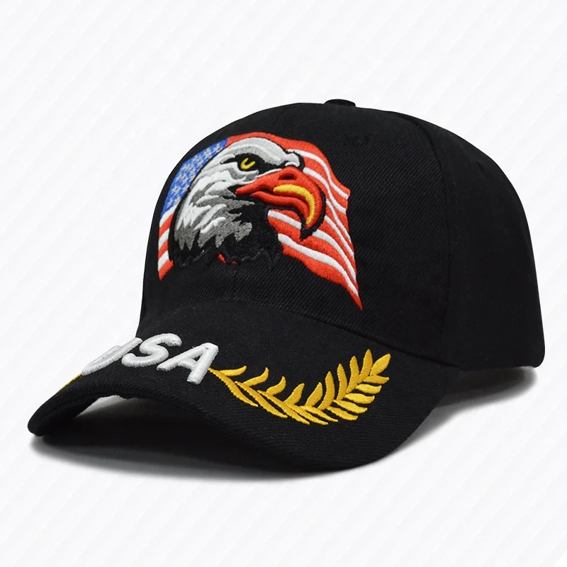 Best Selling USA American Flag Duck Tongue Caps 3D Embroidery 100% Cotton Baseball Caps for Outdoor Sports Travel Party Scene