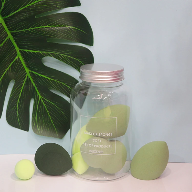 Новое поступление 2022 серия Green Pink 7 шт. блендер для макияжа косметическая губка с подарочным набором