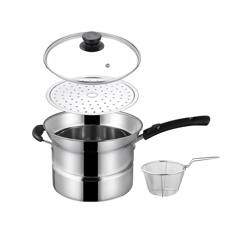 Stainless Steel Multi-function Noodles Pot 22cm Pasta Pot Deep Fry Milk Pot With Fry Basket