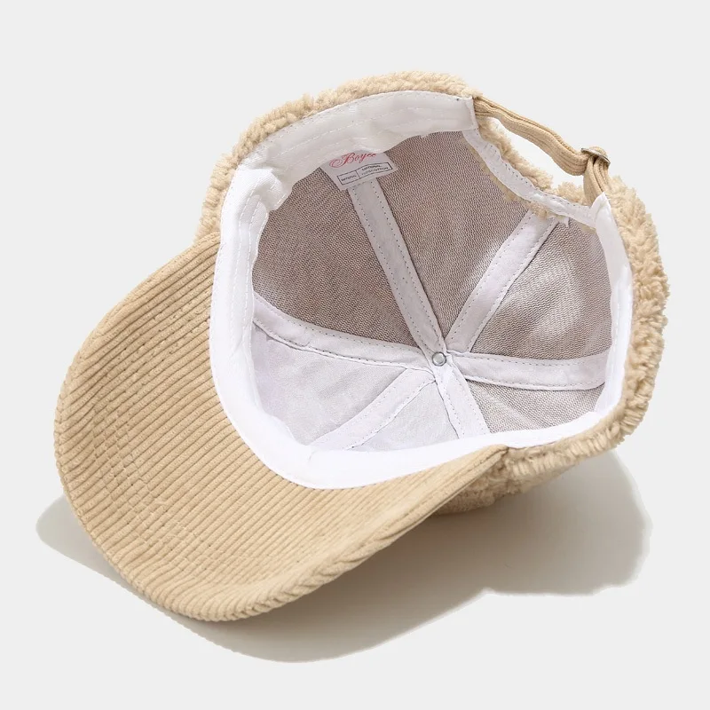 Autumn Winter New Fashion Solid Color Plush Baseball Caps Warm Duck Cap Outdoor Casual Light Plate Corduroy for Men and Women JH