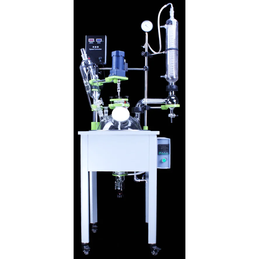 Electrical Heating Agitated Single Wall Glass 50L Reactor Magnetic Big Capacity Lab Single Layer Reactor