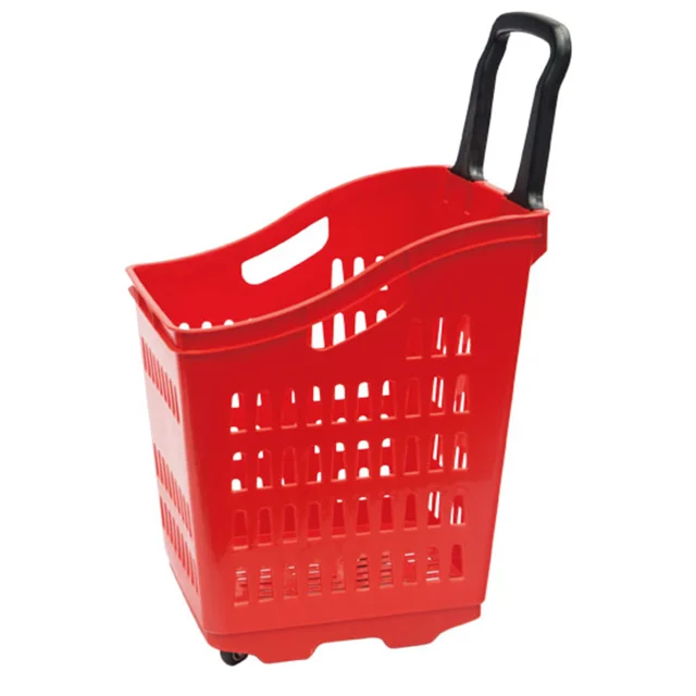 Hot selling multi-functional cheap single handle rolling supermarket plastic shopping basket