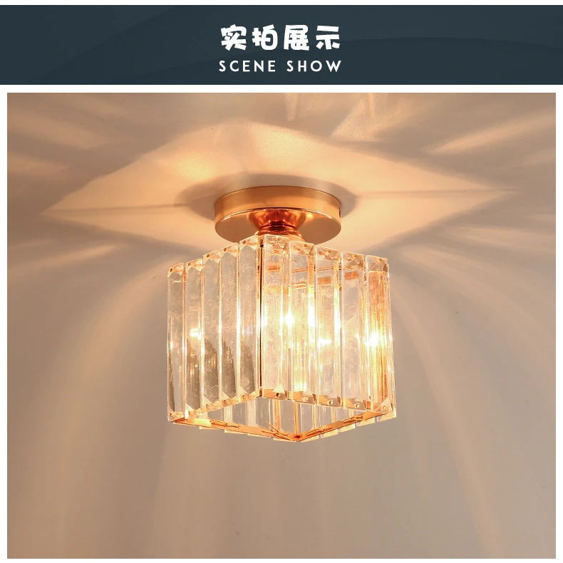 Modern Simple Nordic Crystal Ceiling Light Luxury Entrance Hall Light Creative Aisle Corridor Balcony Small Ceiling Lamp LED 90