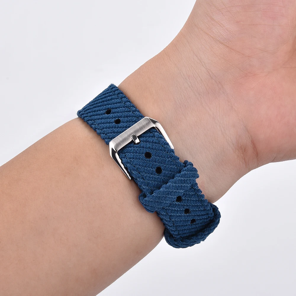 JUELONG Customized Color 18mm 20mm 22mm Colorful Corduroy Watch Strap Soft Braided Fabric Watch Bracelet Cotton Watch Band