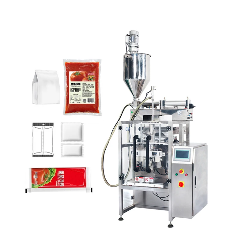 automatic stick sachet thick peanut pepper ketchup tomato paste sauce fill seal packing machine
