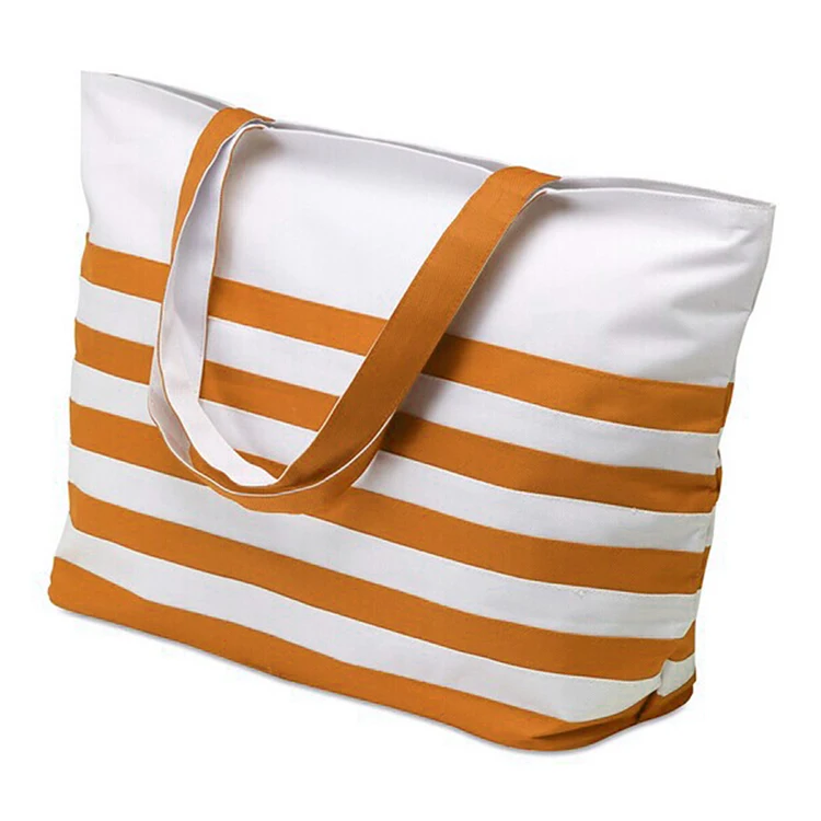 Best Price Wholesale Stripe Women Canvas Beach Tote Bags