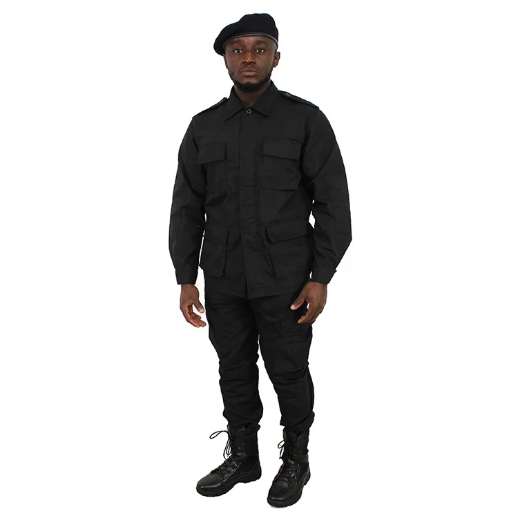 
Mens Black Poly/Cotton Military Army Fatigues Work Utility Uniform Cargo BDU Pants with Pin 