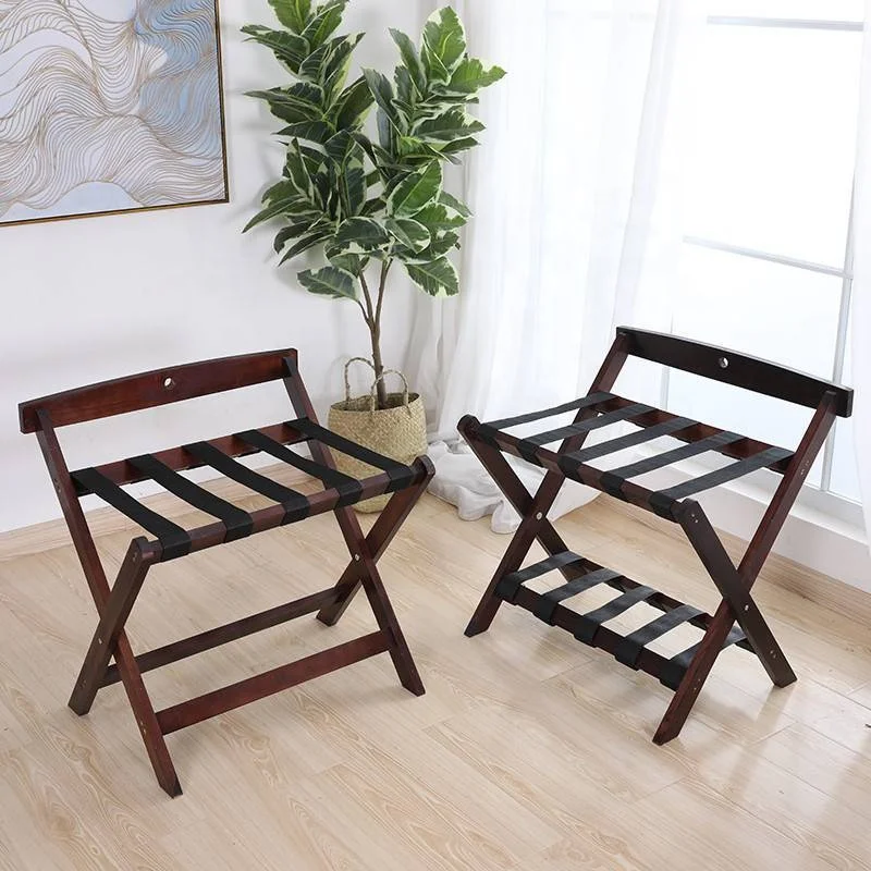 Hot Selling Cheap Custom Oak Wood Folding Hotel Bedroom Luggage Rack With Back