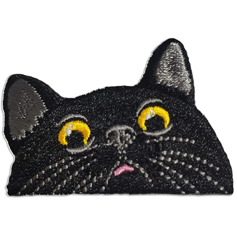 Black Kitten Cat Apparel Accessories Clothing T-shirt Hats Bags Logo Custom Iron on Sew on Embroidered Patches