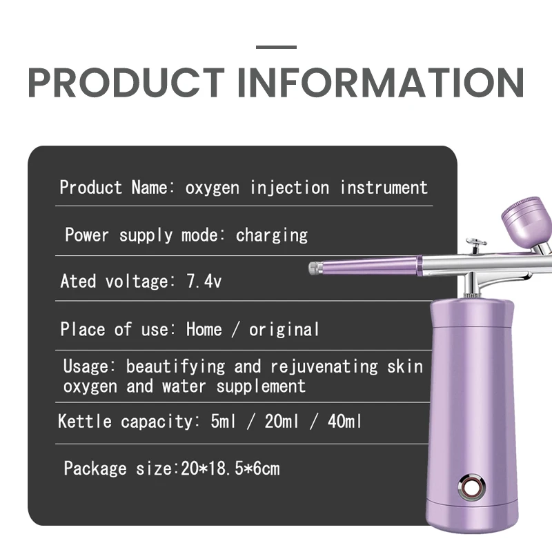 Hot Selling Product Facial Water Replenishing Instrument High Voltage Cordless Airbrush Oxygen Injection Skin
