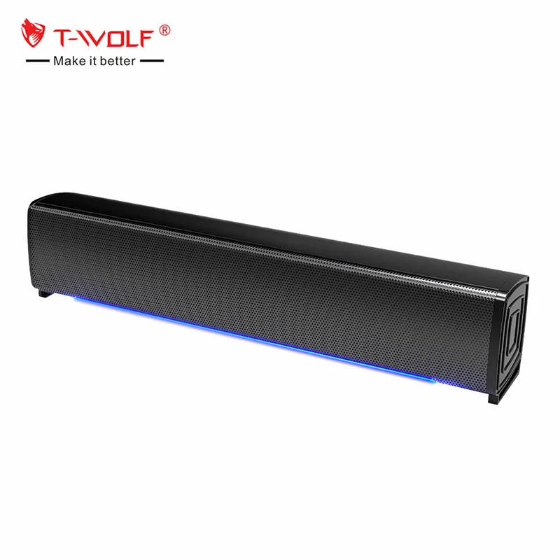 T-WOLF S6 desktop Long Strip Audio Notebook Computer Sound Blaster Subwoofer Usb Knob Wired Speaker computer speaker