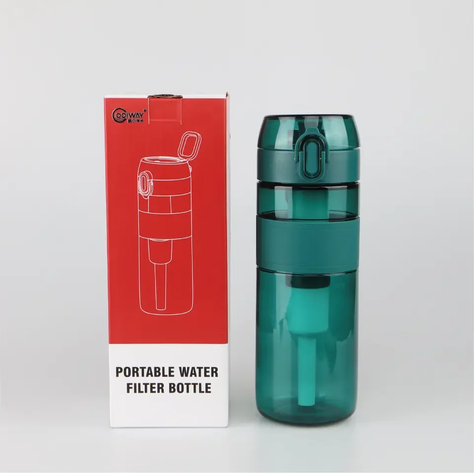500ml BPA FREE PLASTIC water bottle press the button pop-up flip lid Tritan bottle filter portable water filter bottle