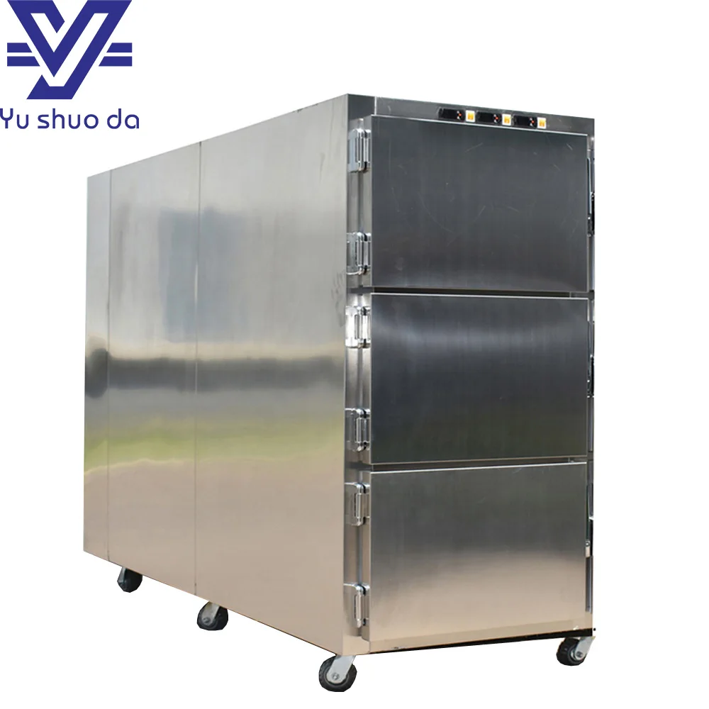 Customizable hospital refrigeration equipment 3 bodies morgue freezer with moving trays
