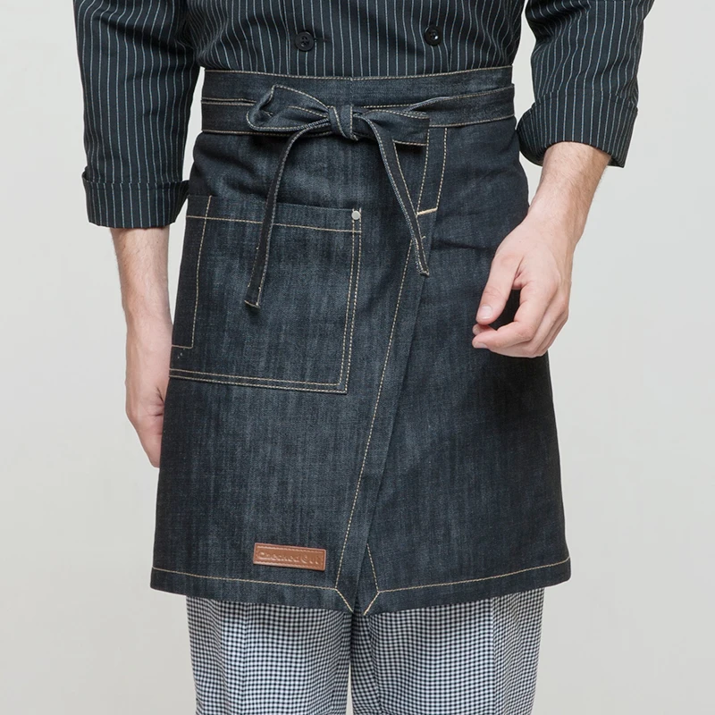 CHECKEDOUT RTS aprons kitchen chef barista custom logo mens bbq bar denim apron