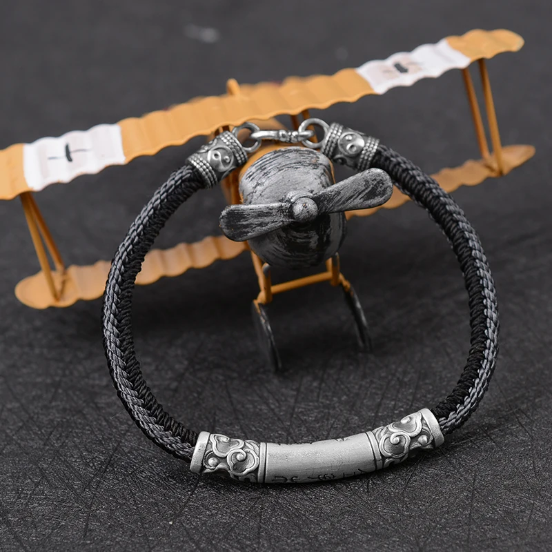 LONGJIE wholesales 925 silver accessory  handmade braided rope bracelet for men