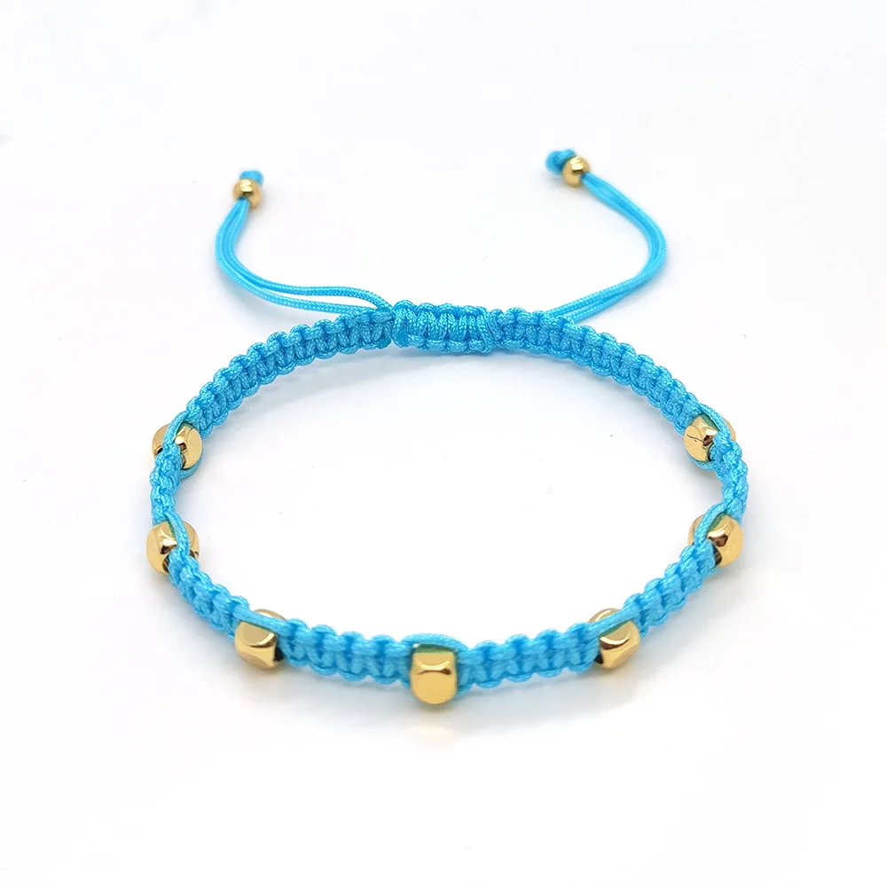 Unisex Bohemian Style Heart Pendant Beaded Bracelet with Gold Plated Zircon Hand-Woven Gift for Children on Anniversary
