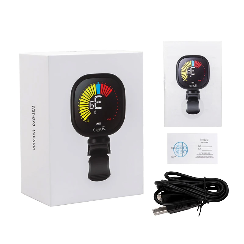 Cherub WST-670 musical instruments LCD Rechargeable Guitar Tuner Clip on metronome for Guitar Violin Ukulele