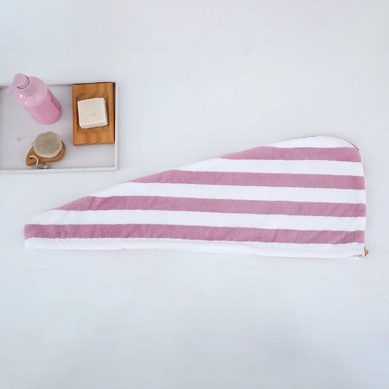 Absorbent custom logo hair dry turban towel with button