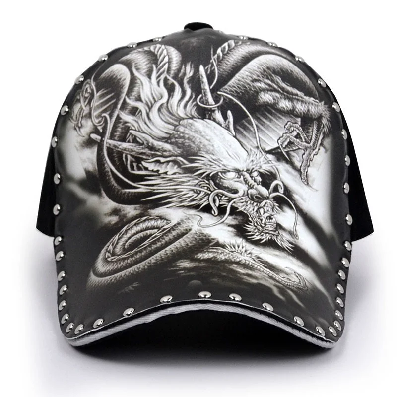 New Fashion Snap Buckle Baseball Cap Custom Logo Dragon Illustration Printing Trucker Hat Cotton Dad Hat