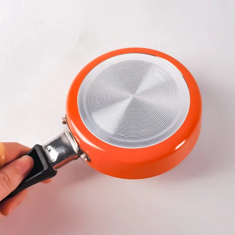 Hot sales green color 14cm pressed aluminum non stick non-stick mini egg frying pan for gift promotion