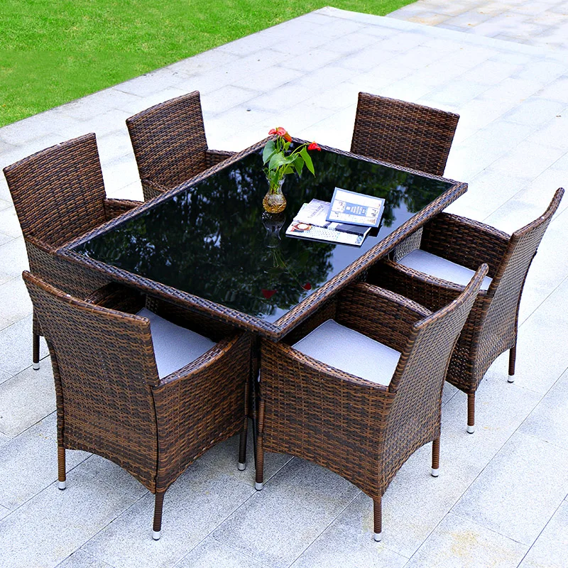 Outdoor villa courtyard rattan table and chair combination garden outdoor courtyard balcony waterproof rattan table and chair