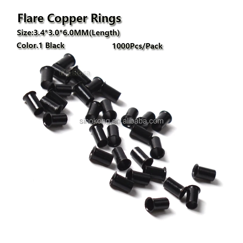 Wholesale 3.4*3.0*6.0mm flare link copper micro ring beads for hair extension accessories