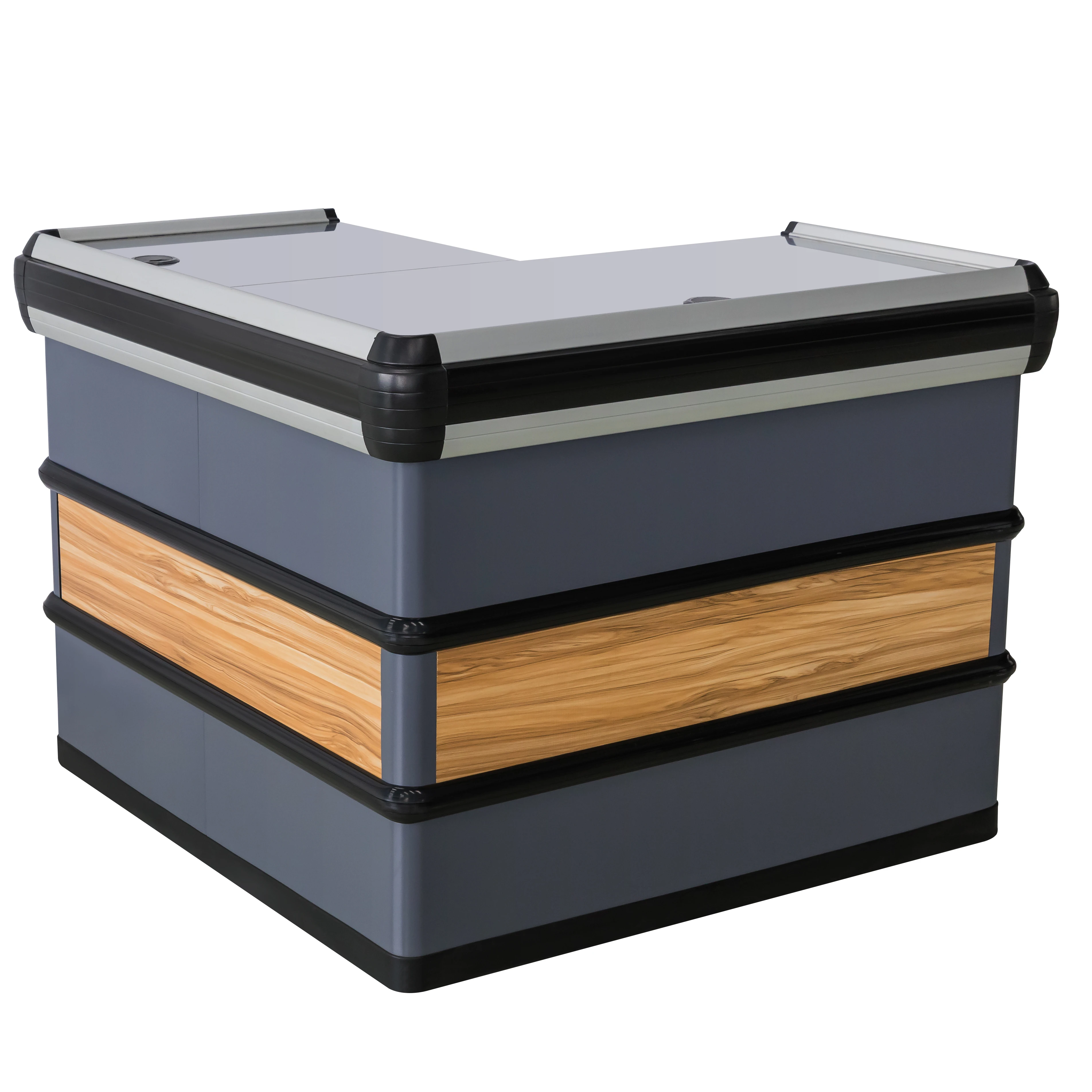 supermarket display Fashionable Appearance Stainless Steel Grocery Store Cashier Desk Supermarket Checkout Counter