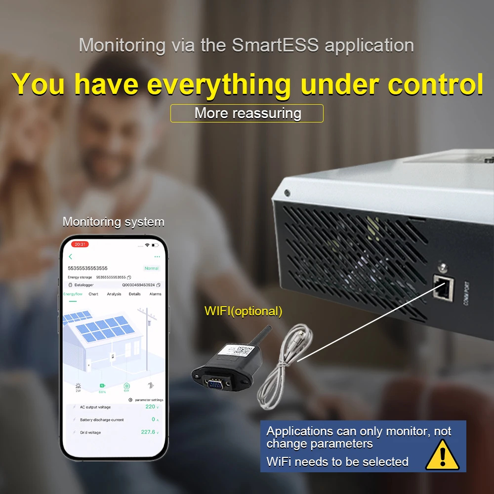 High Efficiency Pure Sine Wave Inverter Working Without Batteries 3.5kw Off Grid Solar Inverter With WIFI