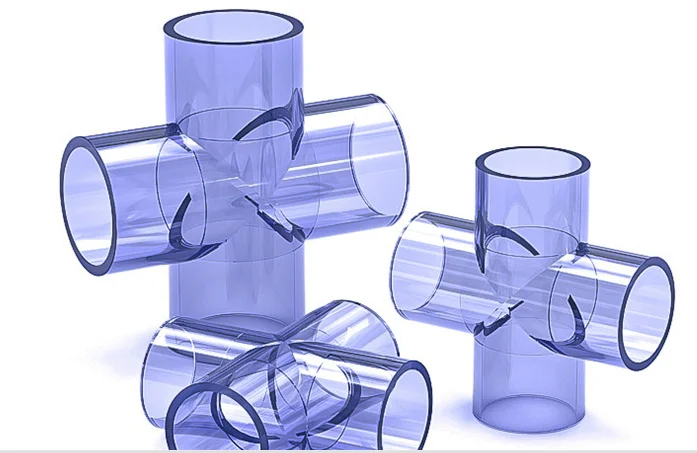 Transparent UPVC pipe fittings Transparent UPVC Cross  DN15-DN50
