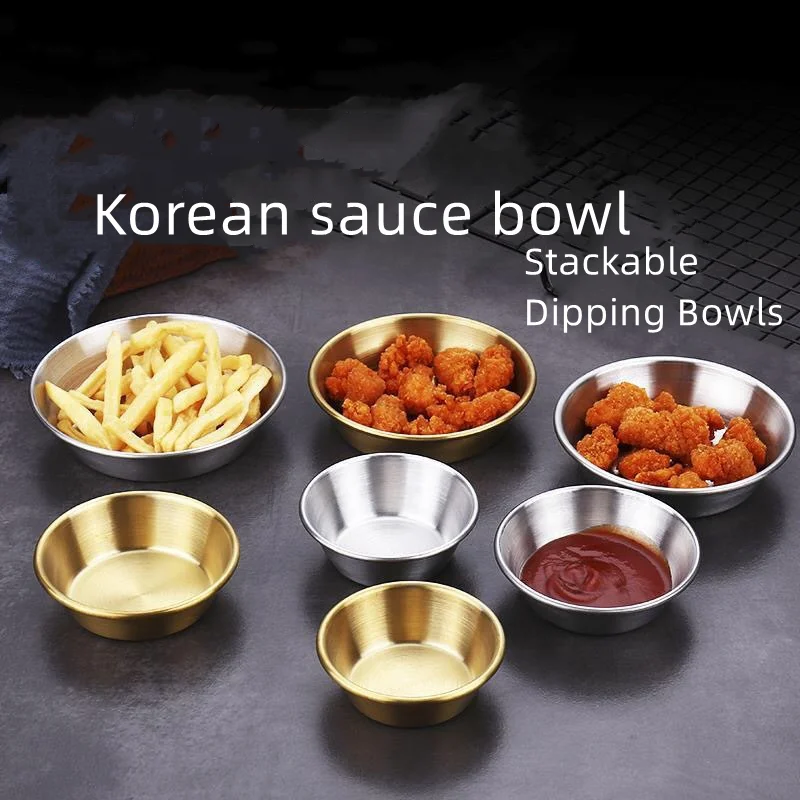 Stainless Steel Sauce Dish, Korean Seasoning Sushi Dipping Bowls, Mini Appetizer Plates Ramekins Condiment Sauce Cups