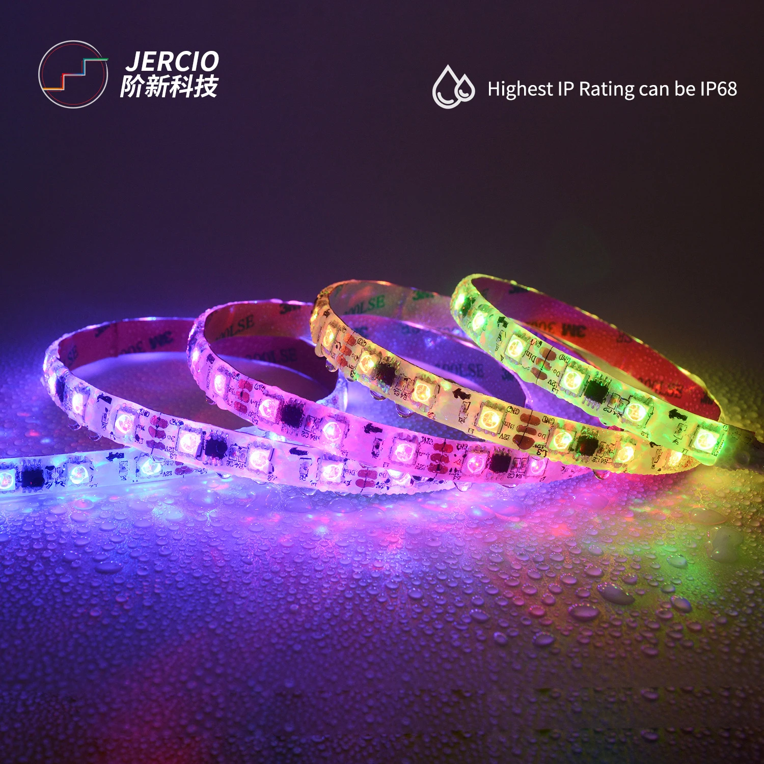 Jercio SM16703 / WS2811 / UCS1903 / XT1801 SMD5050 DC12V External IC RGB Flexible LED Strip 60leds/m for decorative Lighting