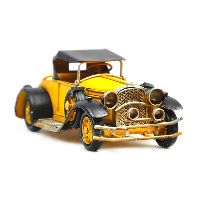 Mini Iron Vintage Car Birthday Decorations Figurines Home Office Decor Retro Male Old Metal Car Model Statue Metal Crafts