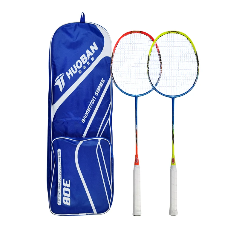 Professional manufacture Q308 carbon fiber aluminium badminton racket with big carry bag
