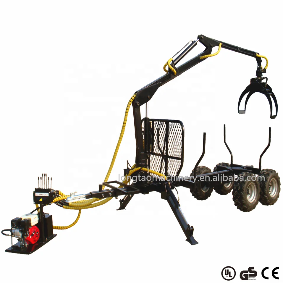 CE approved best price 4 wheel driving ATV/UTV wood timber log trailer loader with dumper box